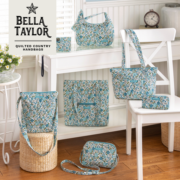 Delicate Floral Blue Small Shoulder Tote