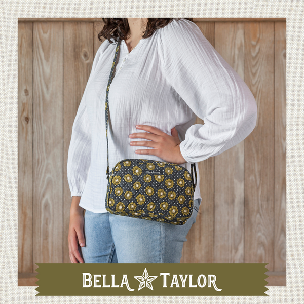 Dotted Daisy Charcoal Simple Crossbody