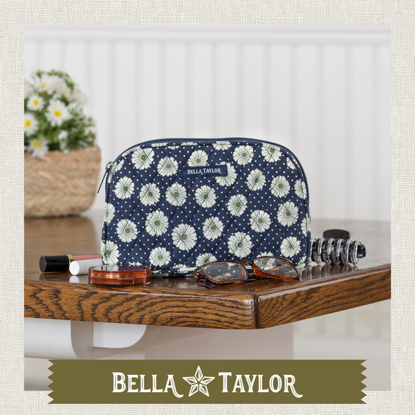 Dotted Daisy Navy Cosmetic Pouch