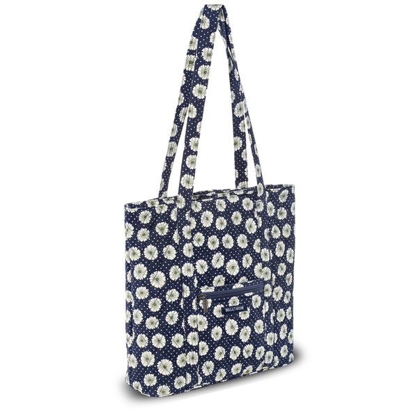Dotted Daisy Navy Large Shoulder Tote