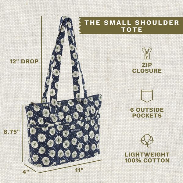 Dotted Daisy Navy Small Shoulder Tote