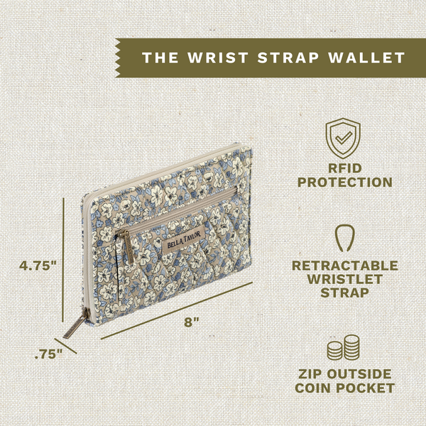 Khaki Floral RFID Wrist Strap Wallet
