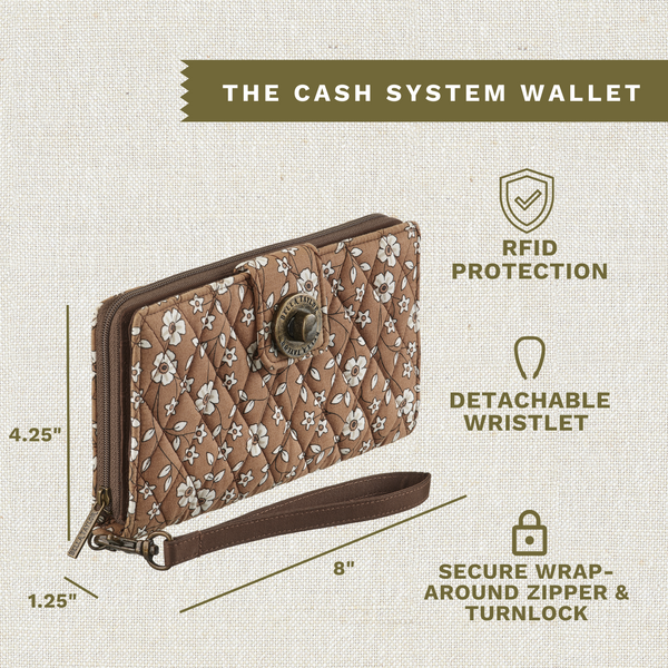 Vintage Vine Brown RFID Cash System Wallet
