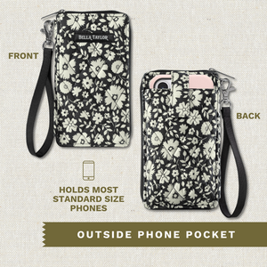 Bicolor Floral Black RFID Cell Phone Wristlet