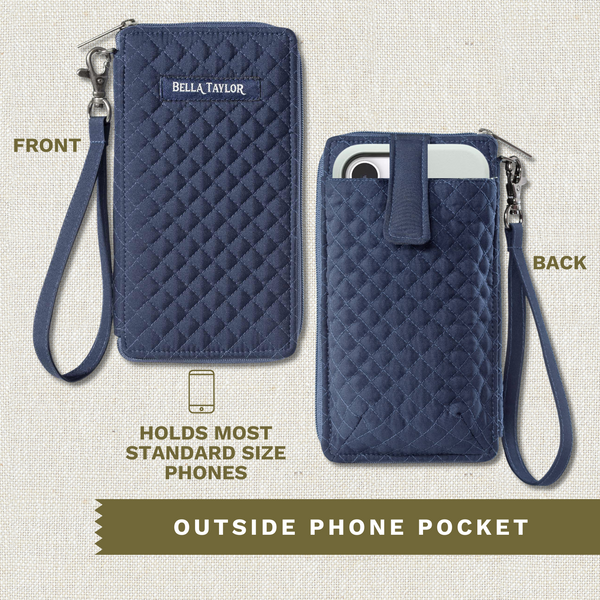 Solid Navy RFID Cell Phone Wristlet