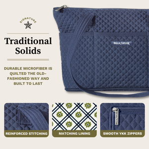 Front and back exterior views with numbered callouts identifying all 6 outside pockets.