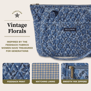Front and back exterior views with numbered callouts identifying all 6 outside pockets.