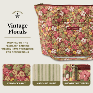 Front and back exterior views with numbered callouts identifying all 6 outside pockets.