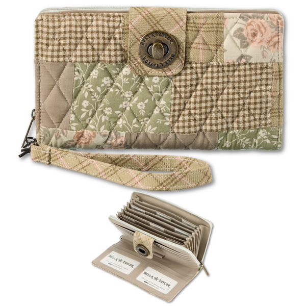 Cameo Rose Patchwork RFID Cash System Wallet