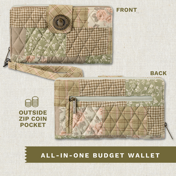 Cameo Rose Patchwork RFID Cash System Wallet