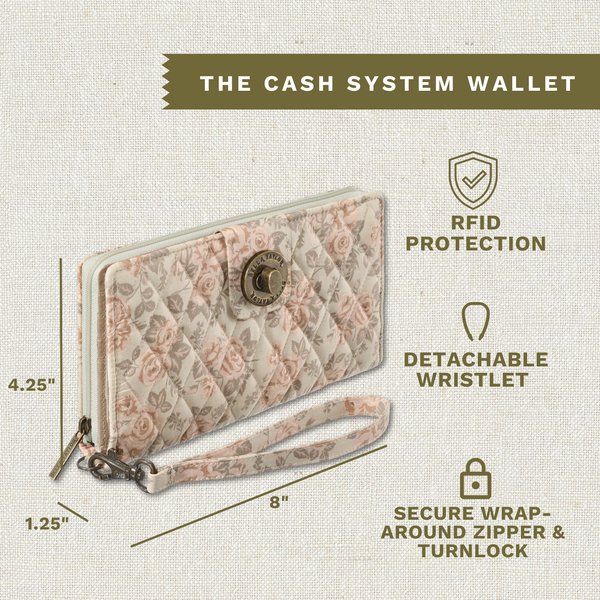 Cameo Rose RFID Cash System Wallet