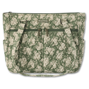 Bella Taylor Everyday Quilted Tote Bag For Women - Lightweight Vintage Vine Design With 10 Pockets, Midnight Color