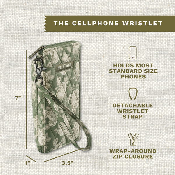 Heirloom Rose RFID Cell Phone Wristlet