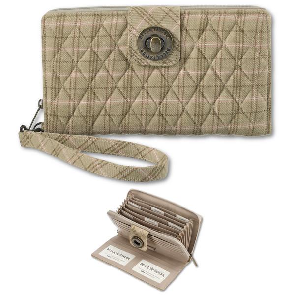 Willow Plaid RFID Cash System Wallet