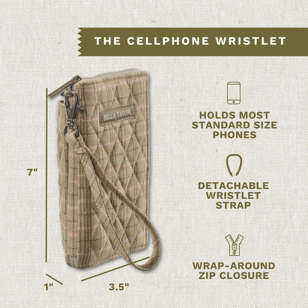 Willow Plaid RFID Cell Phone Wristlet