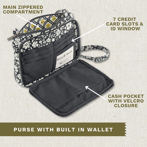 Bicolor Floral Black Essentials Wallet Crossbody