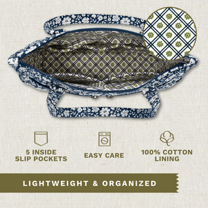 Bicolor Floral Navy Everyday Tote