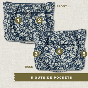 Bicolor Floral Navy Everyday Tote