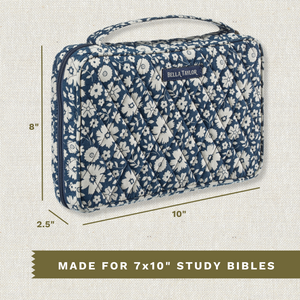 Bicolor Floral Navy Bible Cover