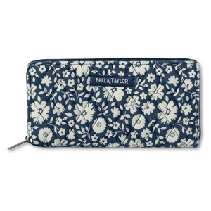 Bicolor Floral Navy Slim Card Wallet