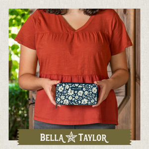 Bicolor Floral Navy Slim Card Wallet