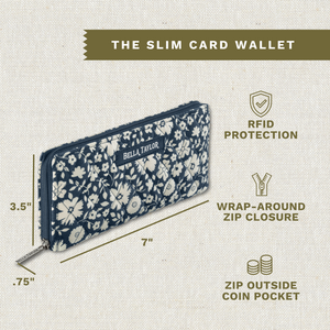 Bicolor Floral Navy Slim Card Wallet