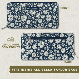 Bicolor Floral Navy Slim Card Wallet