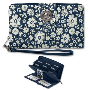 Bicolor Floral Navy Cash System Wallet