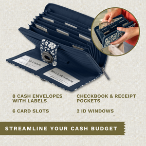 Bicolor Floral Navy Cash System Wallet