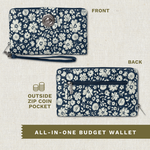 Bicolor Floral Navy Cash System Wallet