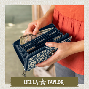 Bicolor Floral Navy Cash System Wallet