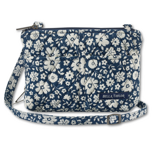 Bicolor Floral Navy Essentials Wallet Crossbody