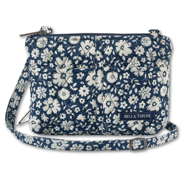 Bicolor Floral Navy Essentials Wallet Crossbody – Bella Taylor