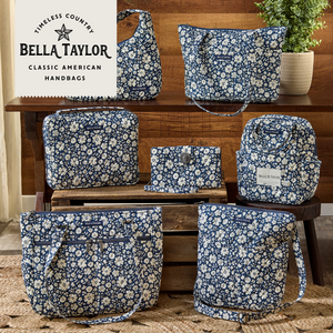 Bicolor Floral Navy Essentials Wallet Crossbody