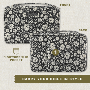 Bicolor Floral Black Small Bible Cover