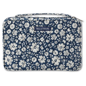 Bicolor Floral Navy Small Bible Cover
