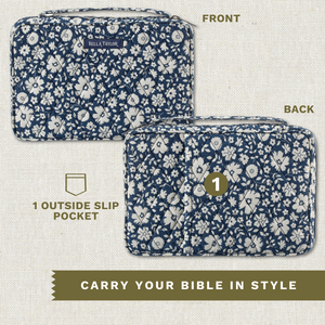 Bicolor Floral Navy Small Bible Cover