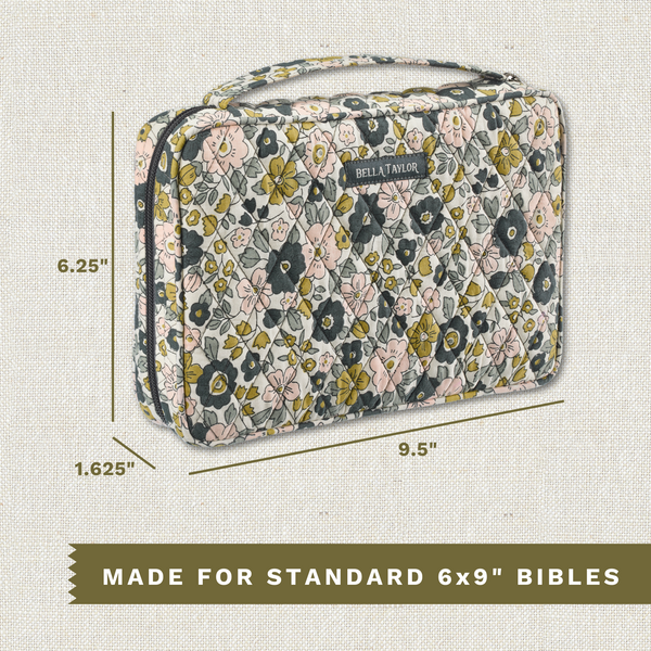 Delicate Floral Charcoal Small Bible Cover