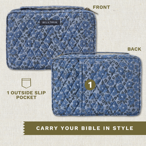 Navy Floral Small Bible Cover