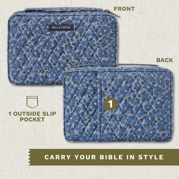 Navy Floral Small Bible Cover