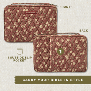 Burgundy Floral Small Bible Cover