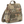 Mini Backpack front view featuring quilted patchwork fabric in taupe, tan, burgundy with main compartment & front zip pocket.