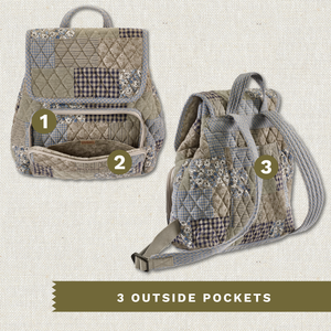 Khaki Patchwork Mini Backpack