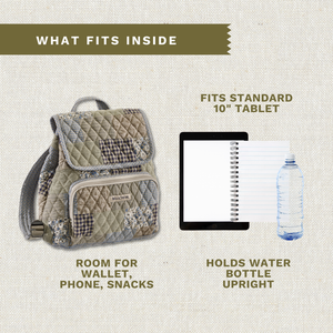 Khaki Patchwork Mini Backpack