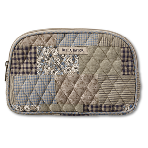 Khaki Patchwork Cosmetic Pouch