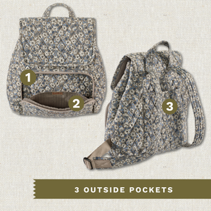 Khaki Floral Mini Backpack