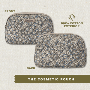 Khaki Floral Cosmetic Pouch