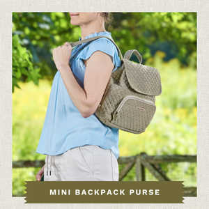Khaki Chambray Mini Backpack