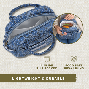 Navy Floral Lunch Tote