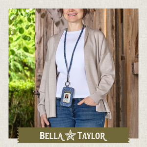 Navy Floral ID Lanyard